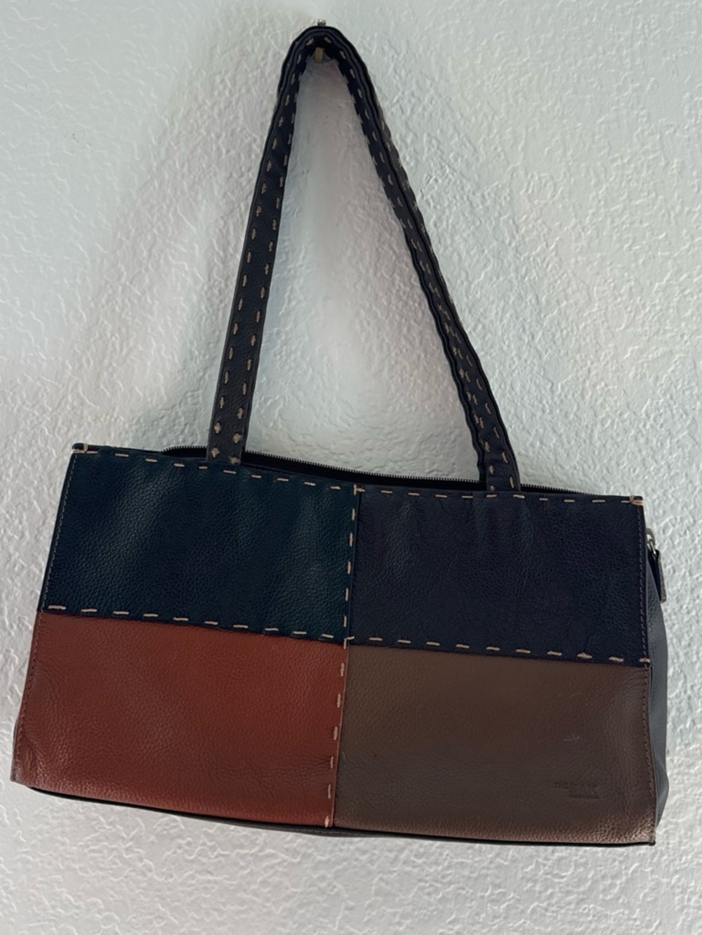The Sak Patchwork Leather Shoulder Bag in Black, Brown & Tan